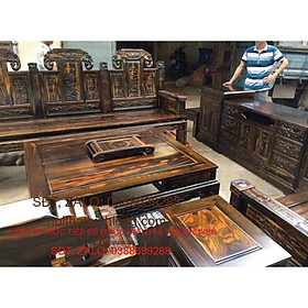 Bàn ghế tiếp khách âu á hộp trương voi gỗ sồi mỹ 2m2