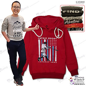 ÁO HOODIES TRẺ EM CATRIO in BÓNG CHÀY là áo thun dài tay có mũ có túi thời trang, vải 100% cotton dày, ấm mùa thu đông phù hợp với trẻ em bé trai, bé gái từ 9 tuổi 32kg .. 14 tuổi 55kg kết hợp quần dài cotton CATRIO thành bộ đồ đẹp MÀU ĐỎ - Đỏ - SIZE 9(32KG_34KG)