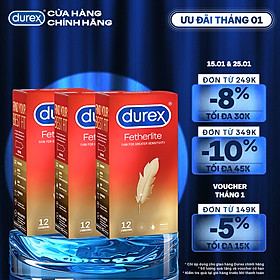 Bộ 3 Bao Cao Su Durex Fetherlite – Hộp 12 bao