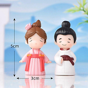Phụ kiện Cặp đôi công tử, tiểu thư cổ trang sử dụng trang trí tiểu cảnh, chậu cây, làm đồ handmade