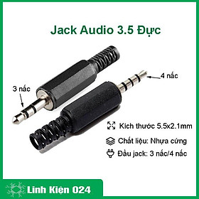 Jack audio 3.5 bằng nhựa đầu đực 3 nấc, 4 nấc tùy chọn