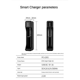 18650 Bộ sạc nhanh với loại cáp 4.2V pin lithium 4 khe cắm đèn pin nhẹ thông minh cho 14500 26650 18650 màu: 1 khe cắm với cáp