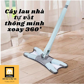 Cây lau sàn nhà chữ X thông minh [HÀNG LOẠI 1] đầu xoay 360* tiện ích có bông lau sợi microfiber mềm mịn thấm hút, vắt khô dễ dàng