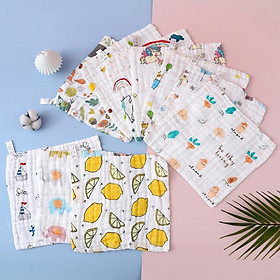 Khăn mặt xô, khăn sữa cotton sợi tre 6 lớp cho bé mềm mịn, nhiều kích thước, họa tiết đáng yêu M02