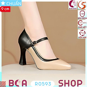 Giày cao gót nữ phối màu thời trang 9p RO593 ROSATA tại BCASHOP sang chân, tôn dáng và đẳng cấp cực kì ạ