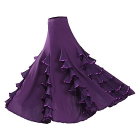 Flamenco Ballroom Dance Waltz Big Swing Practice Modern Soild Long Skirt Dress