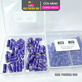 Hộp 50 Đầu Mài Nhám Tím Mini 150/240 Loại Sần Và Mịn Cao Cấp Làm Nail, Làm Nhám Bề Mặt Móng, Để Tăng Độ Bền Của Bộ Móng Nail Phương Miu