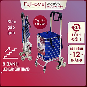 Mua Xe kéo đi chợ leo cầu thang 8 bánh FUJIHOME Nhật Bản 60kg  xe đẩy hàng đi chợ gấp gọn có giỏ túi đa năng inox mini