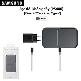 Đế sạc đôi không dây Samsung 15W (kèm củ 25W và cáp USB-C) EP-P5400 - Hàng Chính Hãng