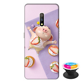 Ốp lưng dành cho điện thoại Realme X hình Heo Con Ăn Dâu - tặng kèm giá đỡ điện thoại iCase xinh xắn - Hàng chính hãng