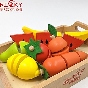 Bộ đồ chơi cắt ghép trái cây bằng gỗ cao cấp