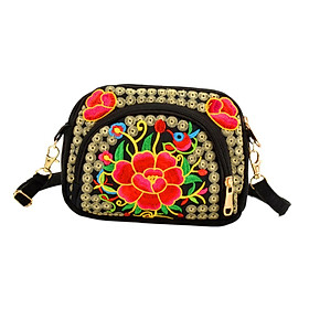 Embroidery Bag Embroidery Crossbody Bag Fashion Women Bag Zipper Pockets Casual Bag Ethnic Shoulder Bag for Beach Vacation Party Women Gifts