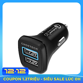 Tẩu củ sạc nhanh QC Qualcomm 3.0 đa năng dành cho xe hơi ô tô 2 cổng USB hiệu CHOETECH HPK-C0051 (30W, Công nghệ sạc nhanh QUALCOMM Quick Charge 3.0, 2 cổng USB Car Charger) - Hàng chính hãng
