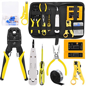 Trọn Bộ Dụng Cụ Thi Công Hệ Thống Mạng 27 in 1, Kìm Bấm Mạng Đa Năng, Dụng Cụ Test Cáp Mạng RJ45 RJ11 RJ12 CAT5 CAT5e Kèm 3 Mét Dây Gai Dính Buộc Gọn Cáp Mai Lee - Hàng Chính Hãng