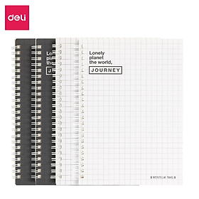 Sổ Lò Xo Kép A5 Deli - Sổ Gáy Xoắn 120 Trang Giấy Kẻ Ngang Chống Lóa - Sổ Tay Tập Vở Học Sinh Ghi Bài Takenote Planner