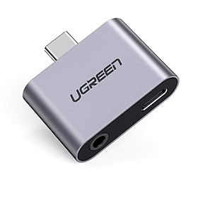 Bộ chuyển USB type C ra 3.5mm audio và sạc nhanh cổng c chuẩn pd 2 trong 1 màu xám Ugreen 193TYC70312CM Hàng chính hãng