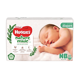 Tã Dán Siêu Cao Cấp Huggies Platinum Naturemade NB60 (60 Miếng)