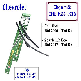 Bộ 2 thanh gạt nước mưa ô tô Nano mềm cao cấp xe Chevrolet, Daewoo: Cruze-Aveo-Captiva-Trax-Spark-Lacetti-Gentra