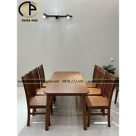 Mua Bàn ăn gỗ xoan đào 6 ghế mặt bàn chữ nhật hiện đại