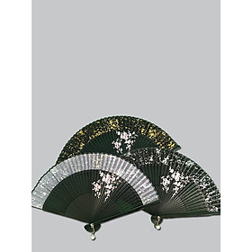 (200) Quạt cổ trang Tuyết Hoa Phất Trần đen xám vàng cosplay chụp ảnh kỉ yếu (MẪU GIAO NGẪU NHIÊN)