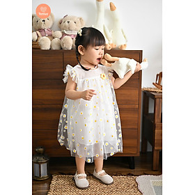 Đầm Dạ Hội Xoè Tamiuy Hoạ Tiết Hoa Cúc Thời Trang Mùa Hè Cho Bé Gái