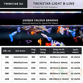 Đèn led Twinstar B Line WRGB 30B, 45B, 60B, 90B, 120B quang phổ cao cấp bể cá tép thủy sinh