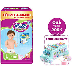 Tã Quần Bobby - Đệm Lưng Thấm Mồ Hôi L108 (108 Miếng) - Tặng 1 Đàn Nhạc Xe Bus