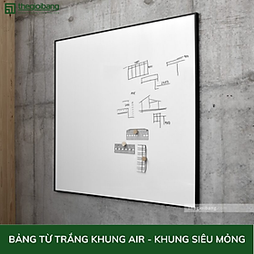 Bảng Từ Trắng Khung Air Hàn Quốc - Tân Hà - Kích Thước 80x120cm - Khung Air Frame Siêu Mỏng