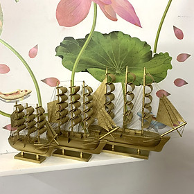 [Combo 3 cái] Thuyền gỗ mô hình trang trí phong thủy thuận buồm xuôi gió - Le Belem Pháp Dài 20cm| 27cm| 32cm