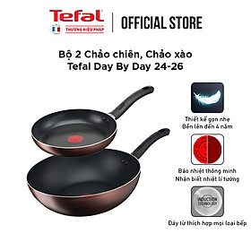 Bộ 2 chảo chống dính đáy từ Tefal Day by Day dùng cho mọi loại bếp (24cm, 26cm) - Hàng chính hãng