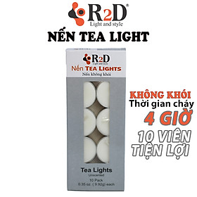 Nến không khói màu trắng tealight 10 viên dùng cho lò xông tinh dầu chính hãng R2D