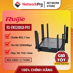 Router WiFi 6 Ruijie RG-EW3200GX PRO Hàng Chính Hãng – Băng Tần Kép, Tốc Độ 3200Mbps, Chịu Tải 192 User