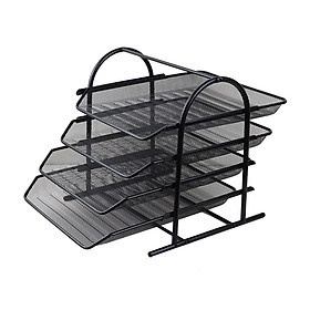 Kệ Đựng Hồ Sơ Để Bàn Cao Cấp 4 Tầng Bằng Thép Sơn Tĩnh Điện Bền Chắc + Tặng Kèm Tập Giấy Ghị Chú Note