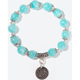 Vòng tay đá amazonite phối phụ kiện tròn bạc Ngọc Quý Gemstones