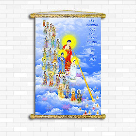 Mua Tranh canvas Phật Giáo - Tây Phương Tiếp Dẫn   chất liệu vải canvas nẹp sáo gỗ   nhiều size