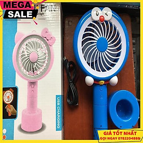 Mua Quạt Cầm Tay Mini Có Sạc Tích Hợp Đèn Led Và Giá Đỡ Tiện Dụng - Giao Hàng Toàn Quốc