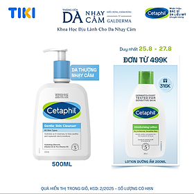 Sữa rửa mặt dịu lành cho da nhạy cảm Cetaphil Gentle Skin Cleanser 500ml