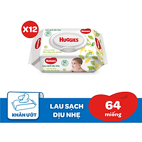 Combo 12 Khăn Ướt Dịu Nhẹ Cho Trẻ Sơ Sinh Huggies (64 Tờ/Gói)