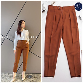 Quần baggy công sở nữ cạp cao cúc lệch siêu tôn dáng Kanimi