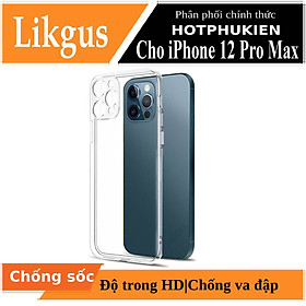 Ốp lưng chống sốc trong suốt siêu mỏng cho iPhone 12 Pro Max (6.7 inch) bảo vệ camera hiệu Likgus Crashproof giúp chống chịu mọi va đập - hàng nhập khẩu