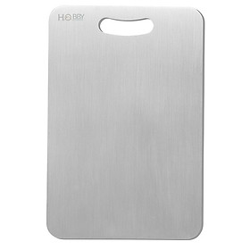 Thớt Inox 304 HOBBY TH cao cấp - 3 size tùy chọn loại dày - chống mốc, kháng khuẩn