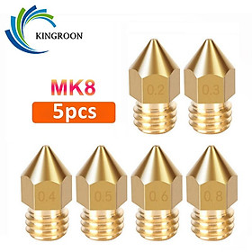 5pcs MK8 vòi 0,2mm 0,4mm 0,5mm 0,6mm 0,8mm 1,0mm Máy in 3D Bộ phận máy in M6 M6 MuSS 1,75mm 3 mm Kích thước dây tóc: 0,2mm 3mm