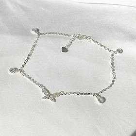 Lắc chân bạc 925 butterfly treo tiny đính pha lê xinh xắn dễ thương Dế Bạc – LC4392