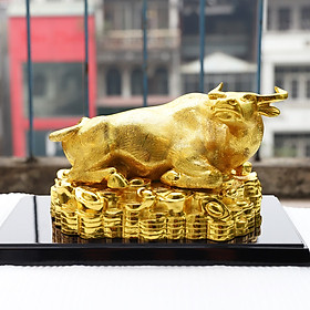 Tượng Trâu Tài Lộc mạ vàng - Linh vật tuổi Sửu mạ vàng 24K cao cấp