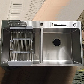 Mua Chậu rửa chén inox SUS304 2 hố có chỗ để dao thớt