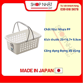 Mua Giỏ nhựa đựng đồ có quay xách cỡ trung - Trắng nội địa Nhật Bản