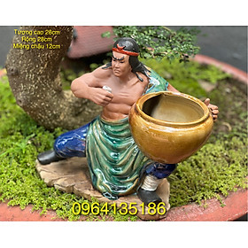 Mua Chậu tượng tiểu cảnh võ tòng say ôm bình h28cm gốm sứ Bát Tràng