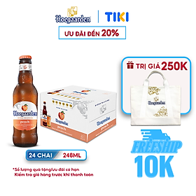 Thùng 24 Chai Bia Hoegaarden Peach - Bia Bỉ Vị Đào (248ml/chai)