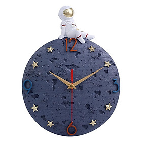 Nordic Astronaut Wall Clock Non Ticking Battery Operated for Dining Room