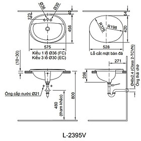 Mua Chậu rửa dương bàn Inax L-2395V(EC-FC) .Bàn vành nổi  sứ cao cấp  chống bám bẩn -Vật liệu xây dựng Big H
